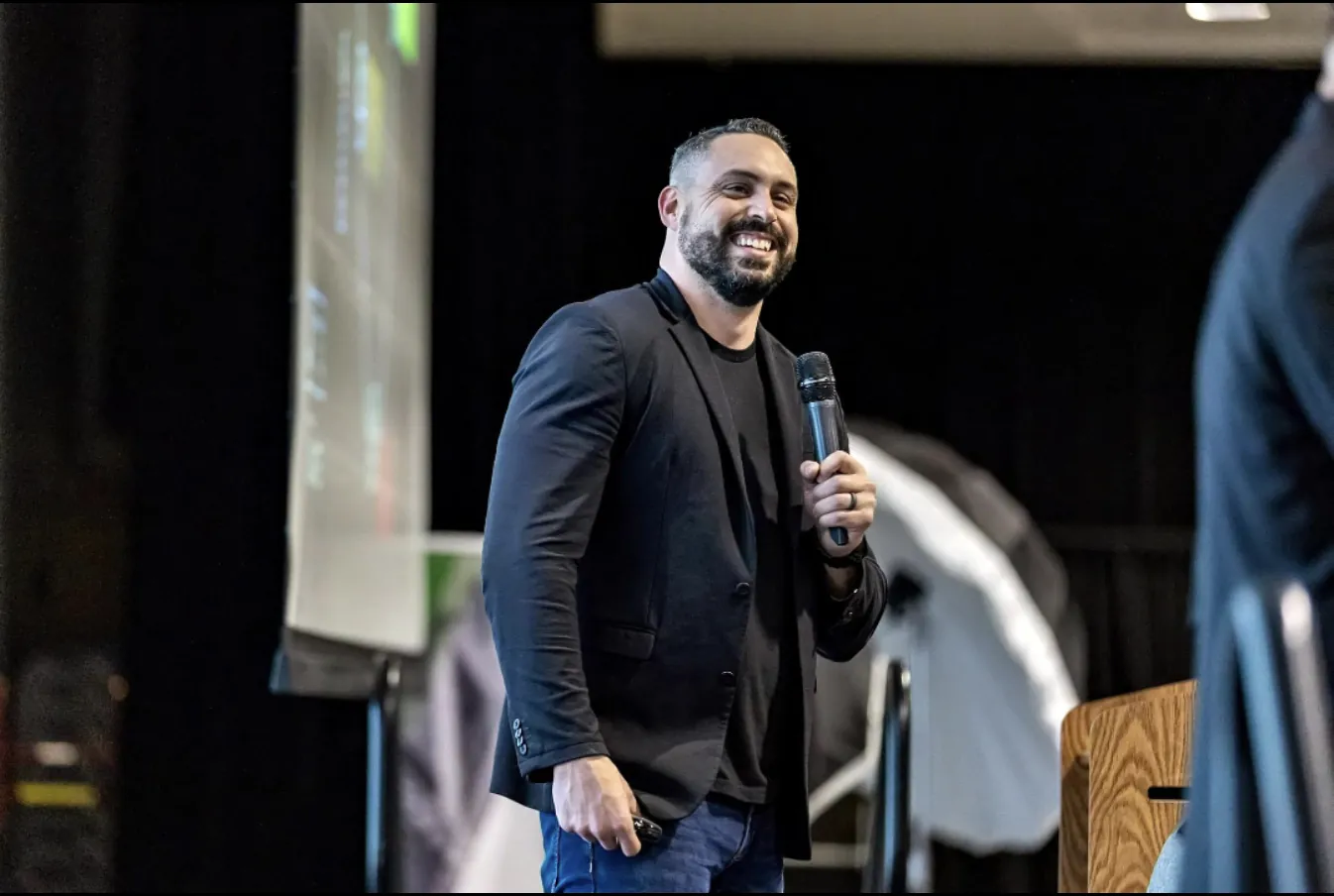 Blake Suddath speaking at a conference